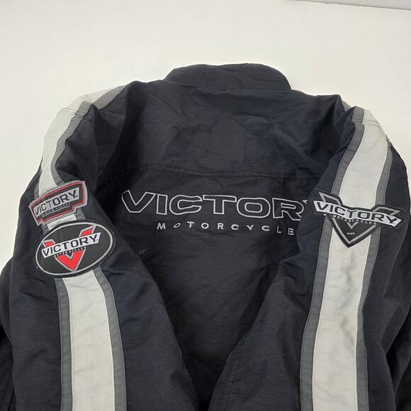 Victory Motorcycles Jacket Mens 3XL Black Gray Full Zip Nylon Embroidered Biker - Picture 12 of 15